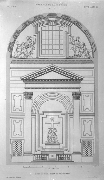 Chapelle de la Pietà à Saint-Pierre, Rome, gravée par Jean Joseph Sulpis, publiée en 1882 - Paul Marie Letarouilly